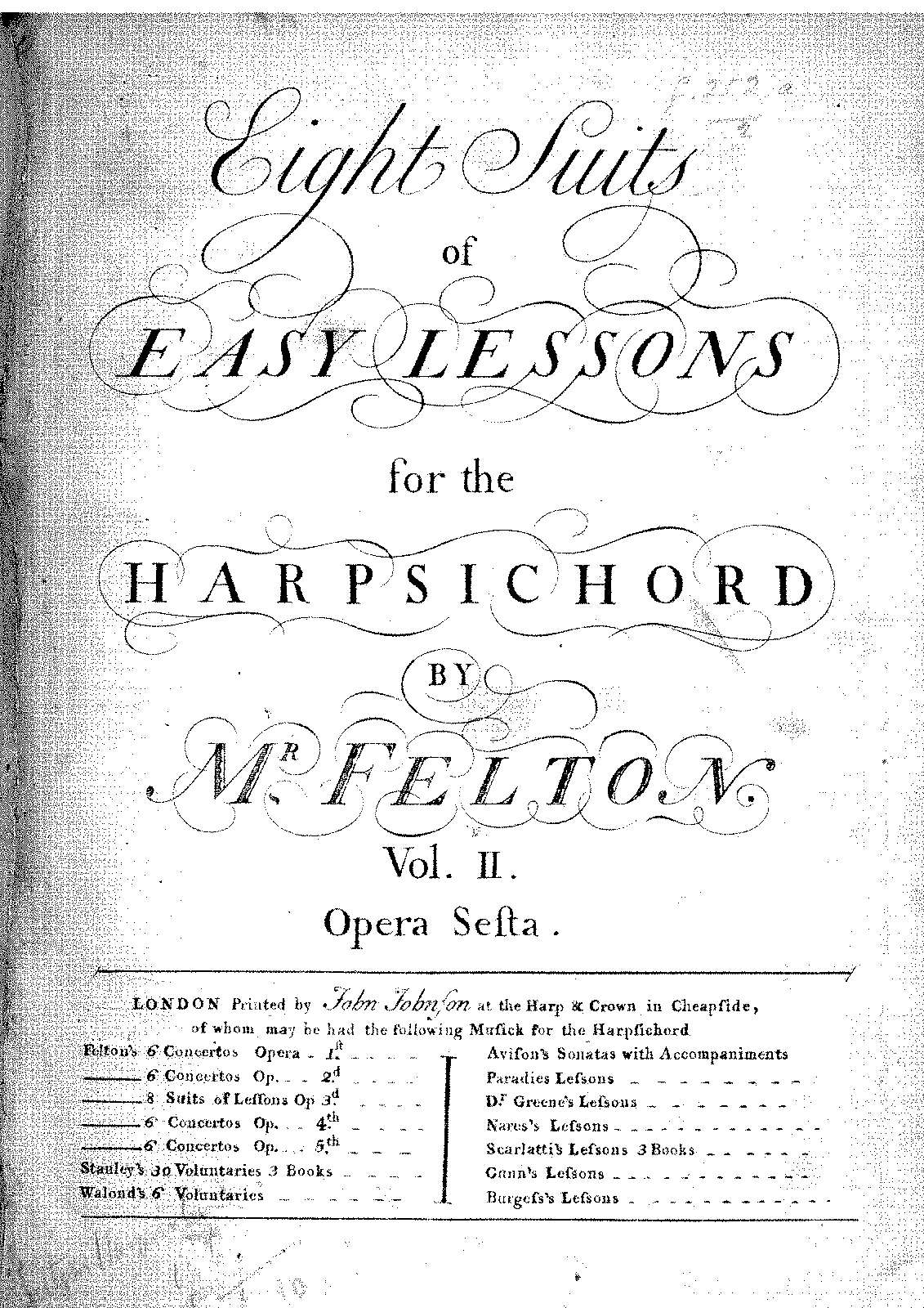 8 Suits of Easy Harpsichord Lessons, Op.6 (Felton, William) - IMSLP