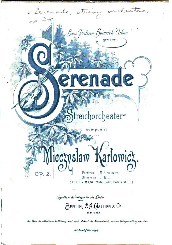 Serenade for Strings, Op.2 (Karłowicz, Mieczysław) IMSLP