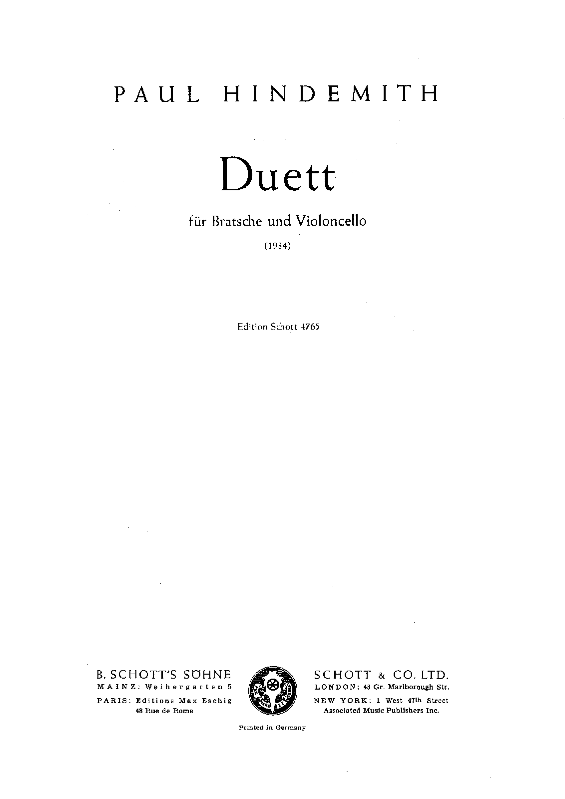 Duo for Viola and Cello