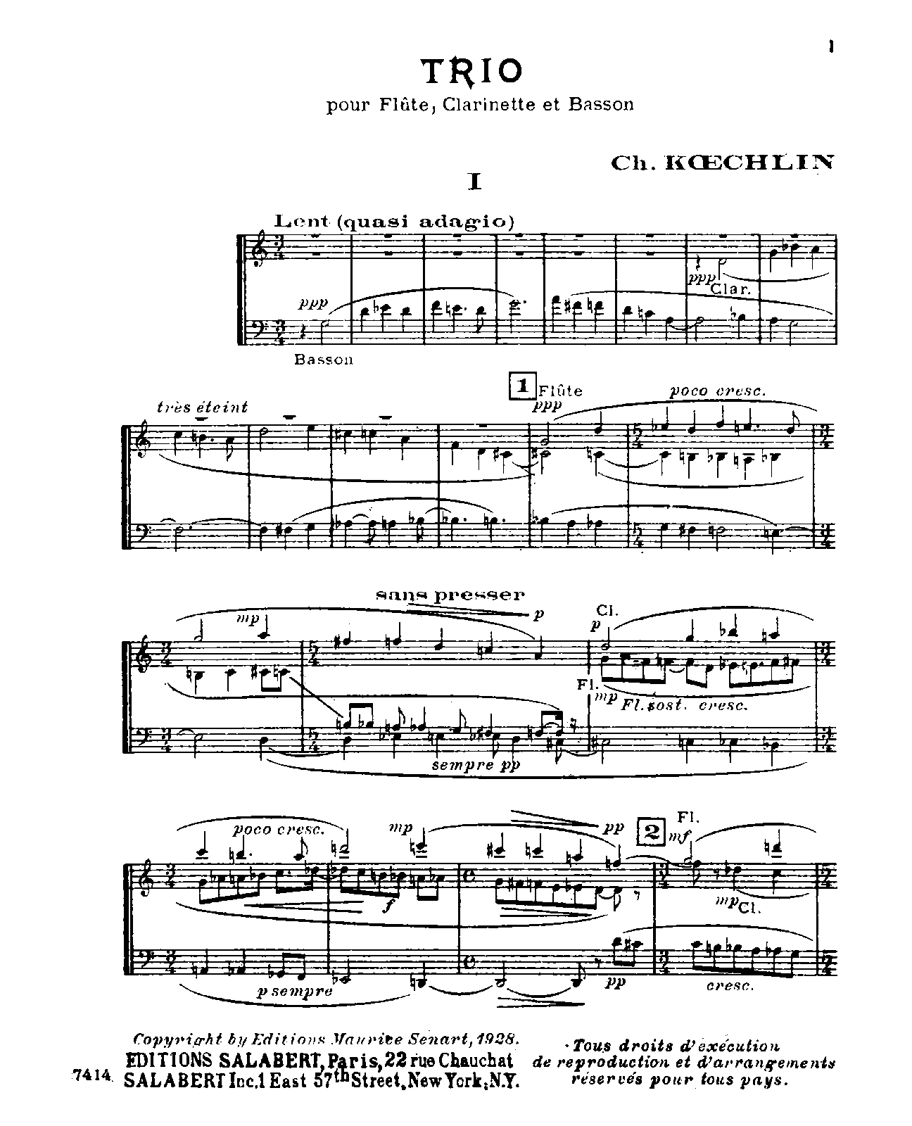Trio for Flute, and Bassoon, Op.92 (Koechlin, Charles) IMSLP