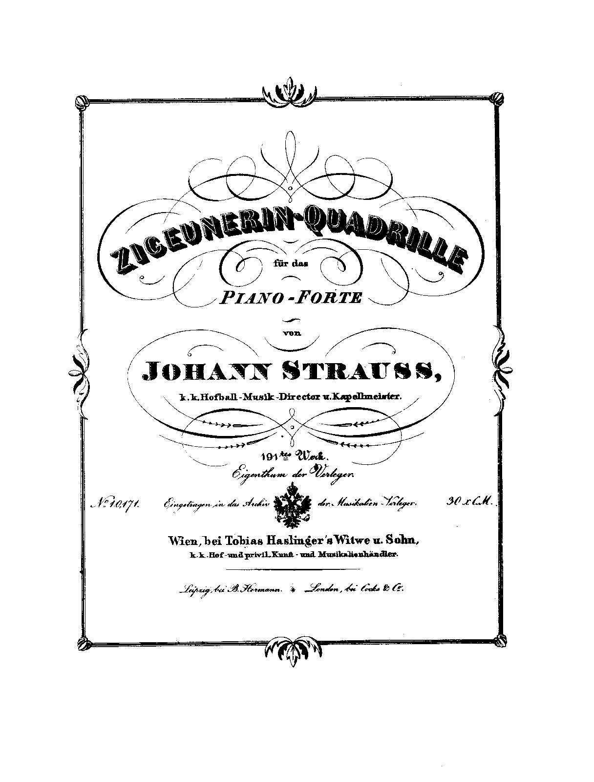 Zigeunerin-Quadrille, Op.191