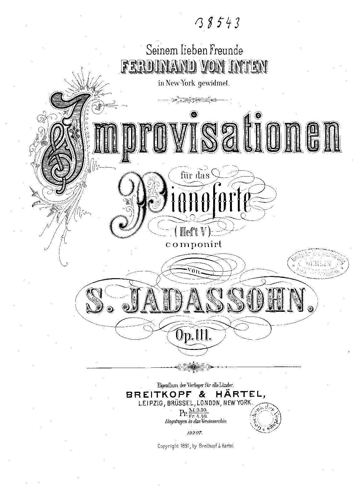 Improvisationen, Op.111 (Jadassohn, Salomon) IMSLP