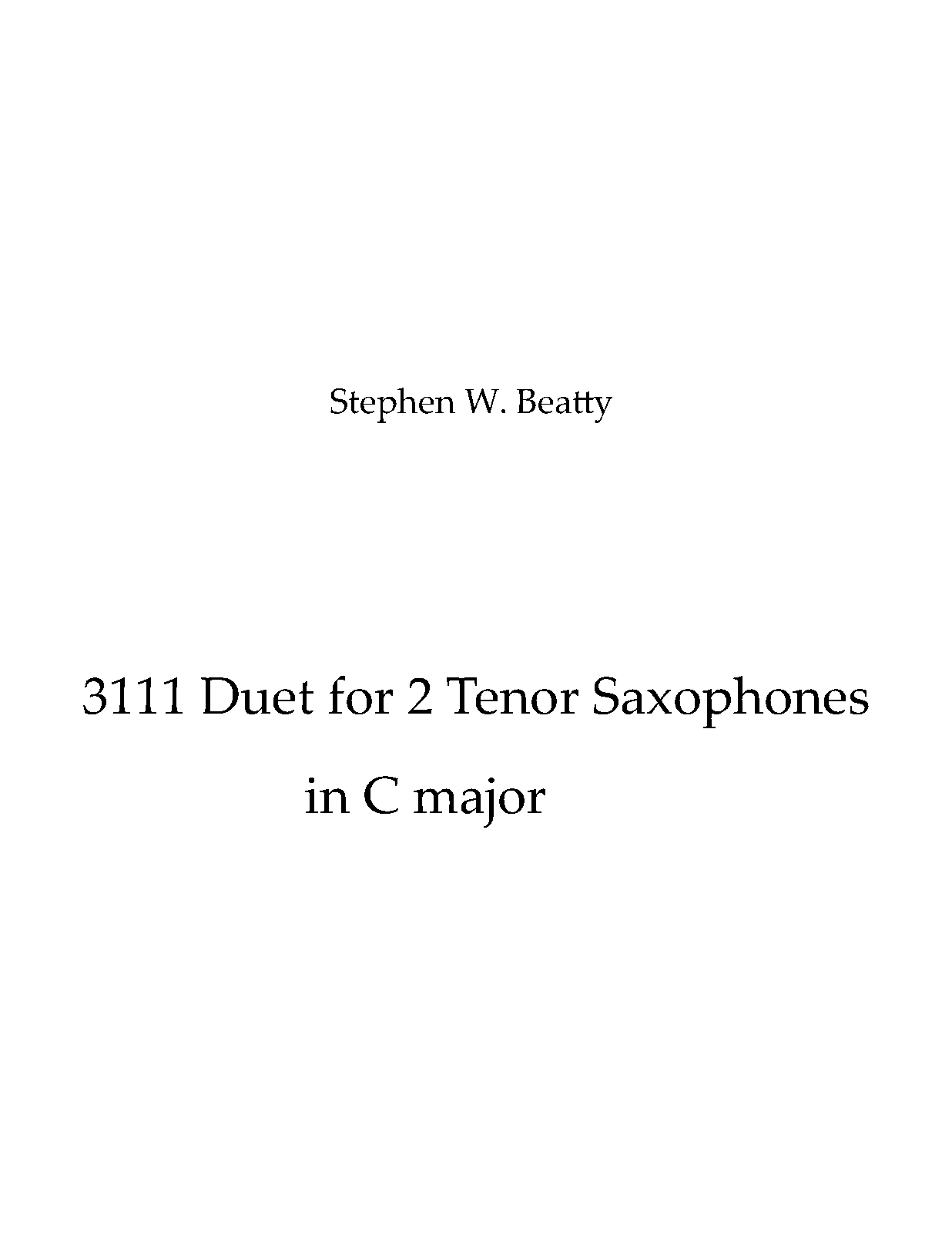Duet for 2 Tenor Saxophones in C major, Op.3111 (Beatty, Stephen W