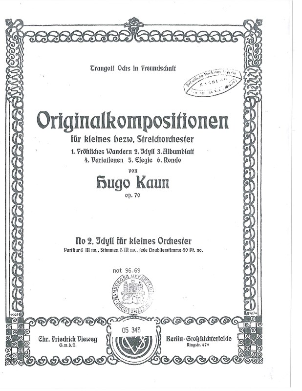 6 Pieces for String Orchestra, Op.70 (Kaun, Hugo) IMSLP