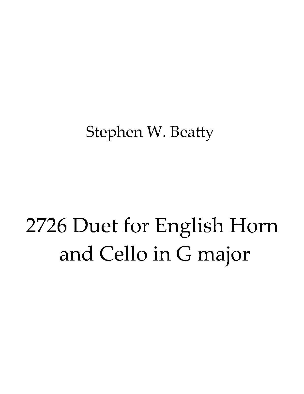 Duet for English Horn and Cello in G major, Op.2726 (Beatty, Stephen W