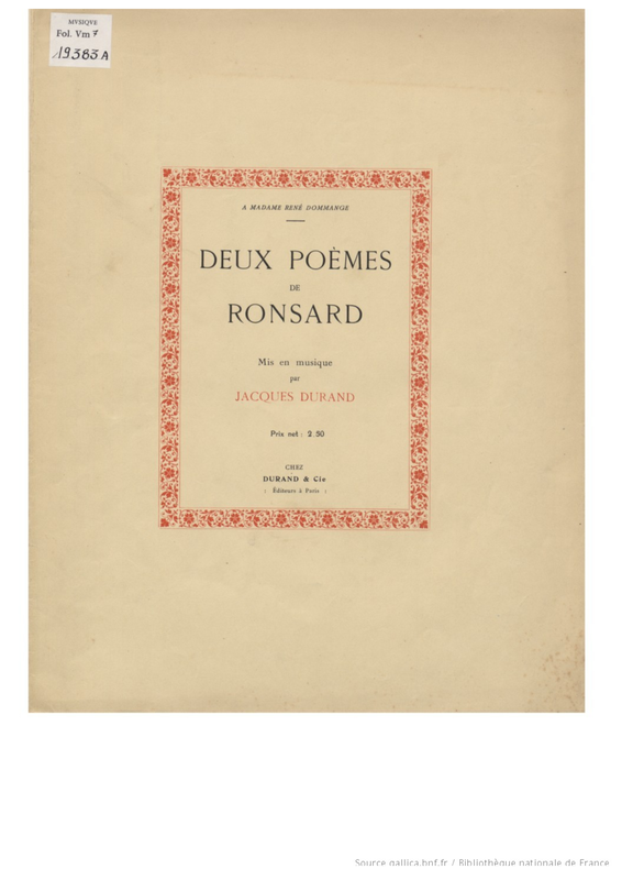 Deux poèmes de Ronsard