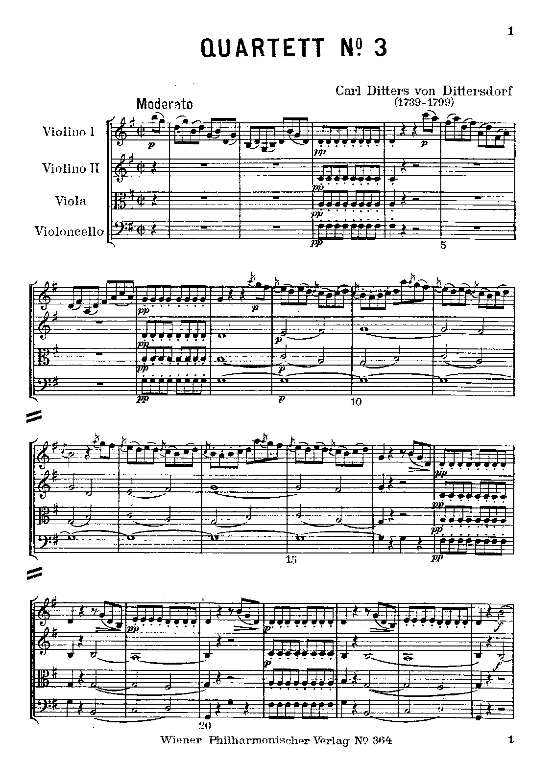 String Quartet in G major, Kr.193 (Dittersdorf, Carl Ditters von) IMSLP