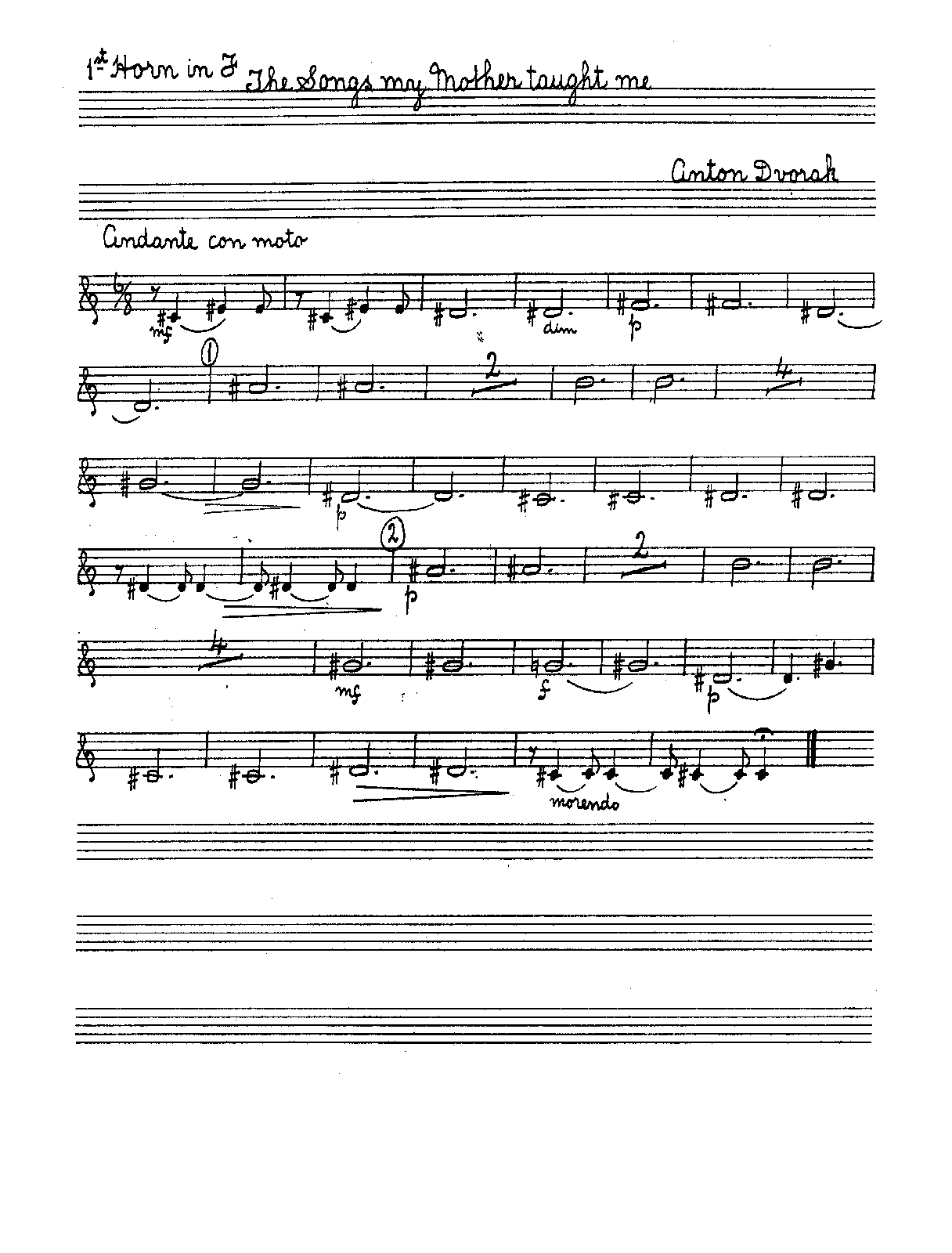 File:PMLP87717-05. DVORAK - SONGS MY MOTHER TAUGHT ME, OP. 55.4 (B) 1 OF 2 - Horn 1, 2.pdf