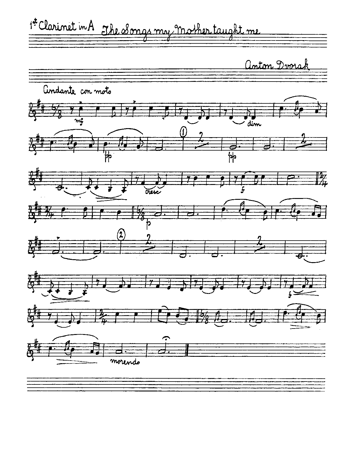 File:PMLP87717-03. DVORAK - SONGS MY MOTHER TAUGHT ME, OP. 55.4 (B) 1 OF 2 - Clarinet 1, 2.pdf