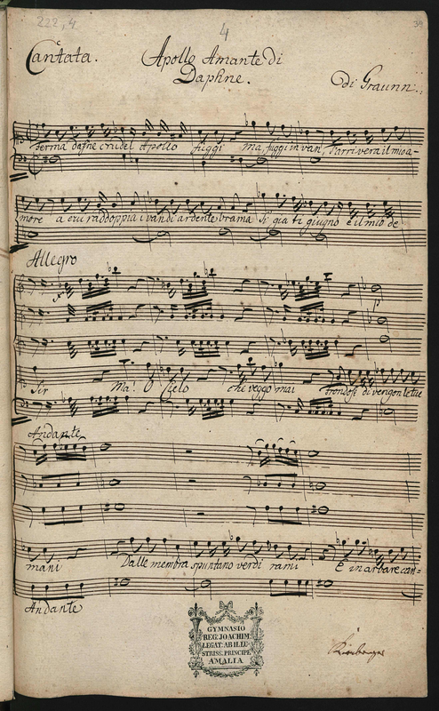 Apollo amante di Dafne, GraunWV CIII67 (Graun, Karl Heinrich) IMSLP