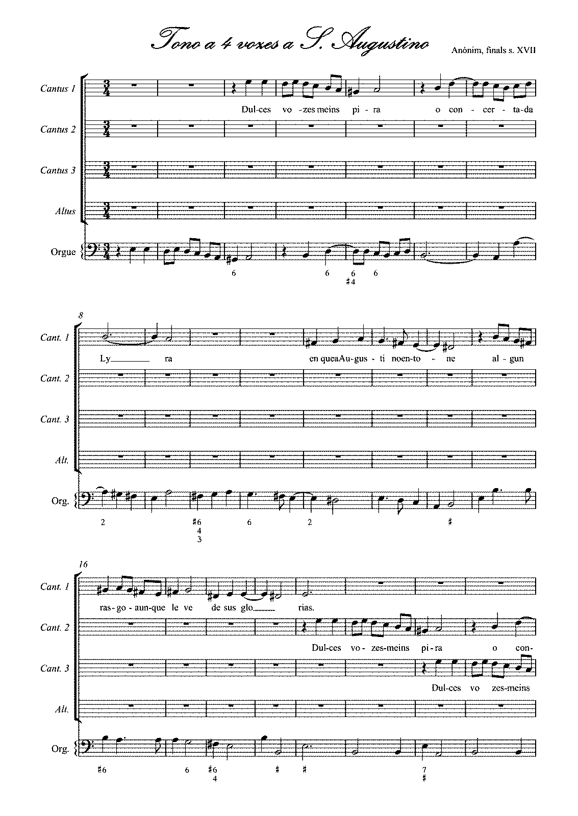 Tono A 4 Vozes A San Augustino (anonymous) - Imslp