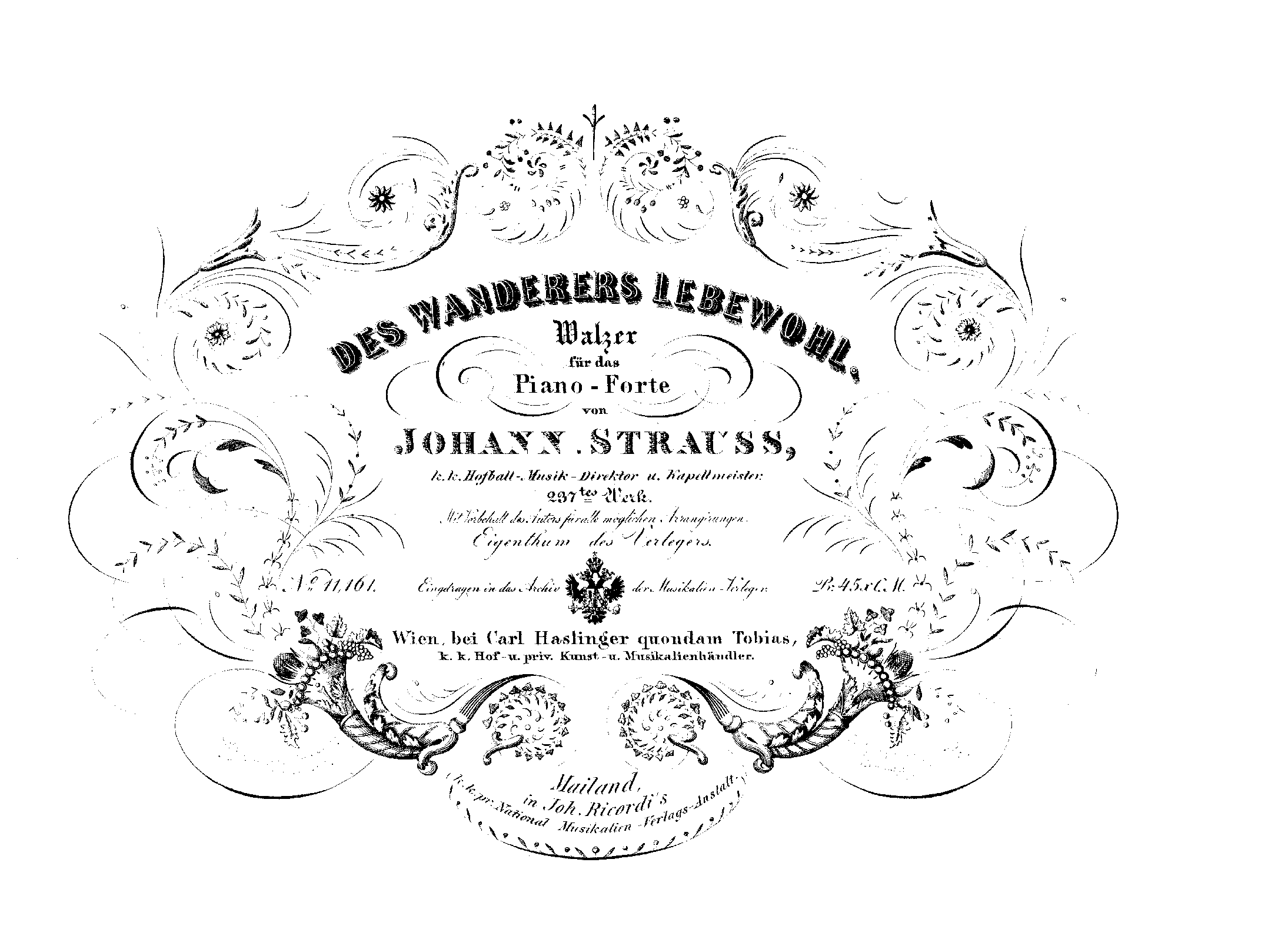 Des Wanderers Lebewohl, Op.237