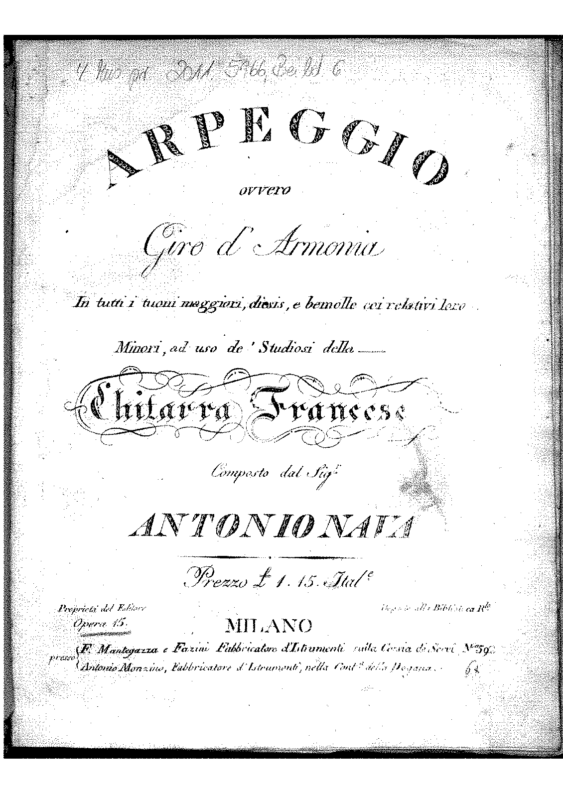 Arpeggio ovvero Giro d'armonia in tutti i tuoni maggiori, Op.15 (Nava ...